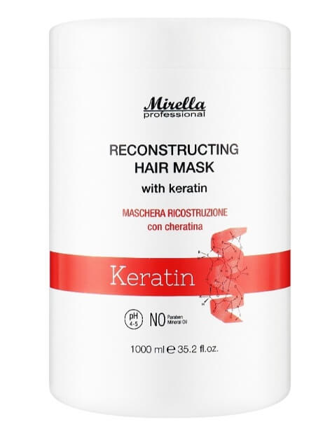 Mirella Professional Reconstructing Hair Mask with Keratin - Восстанавливающая маска с кератином 1000 мл